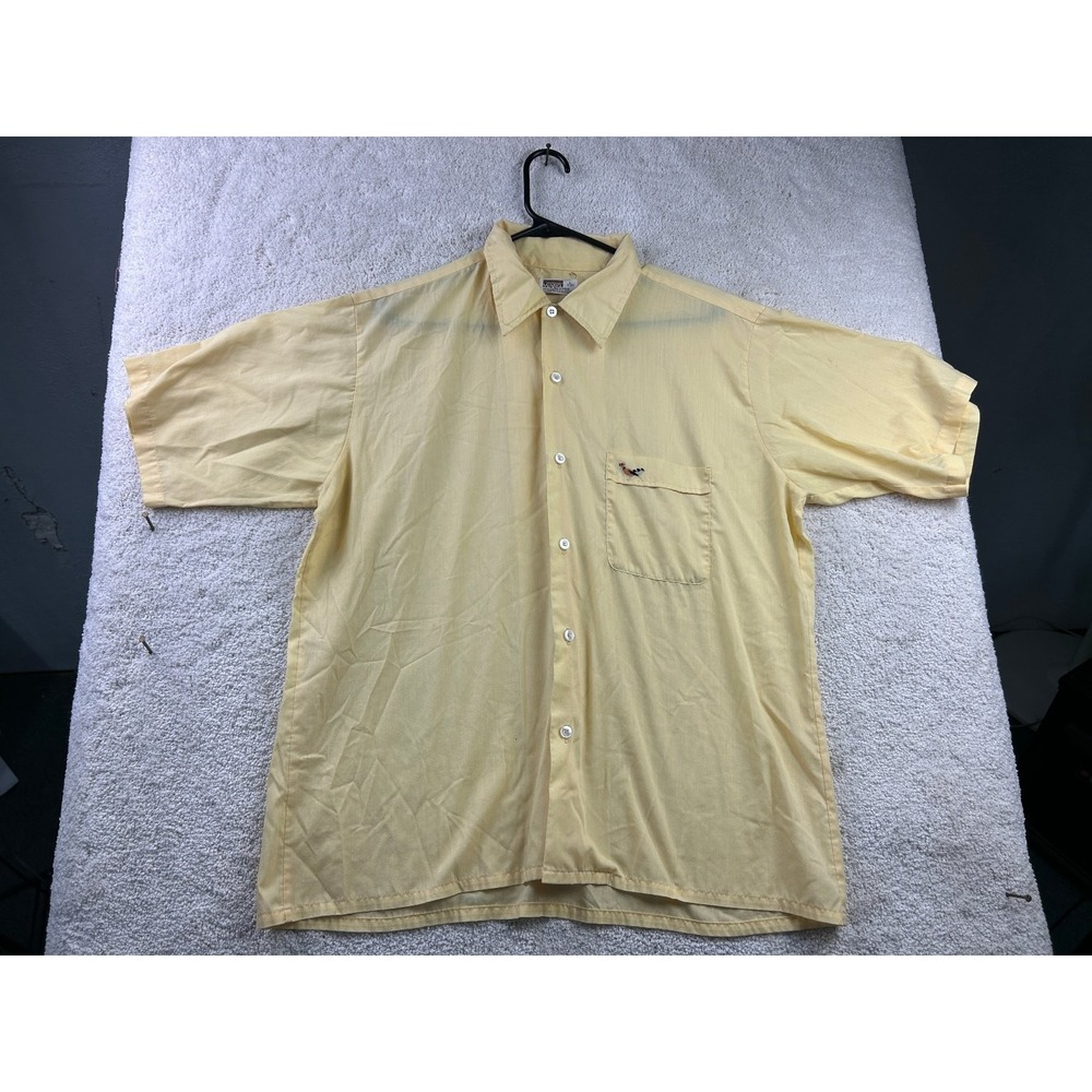 Montgomery Ward Men's Casual Button-Down Shirt Yellow L Cotton‎